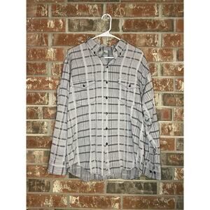 Walls Grey Plaid Button Up Long Sleeve Grey Plaid Shirt Men's Med 100% Cotton